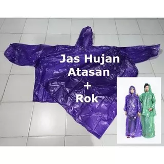 MURAH ROK Jas Hujan Cewek Muslimah Plastik Tebal Jaket Celana Raincoat