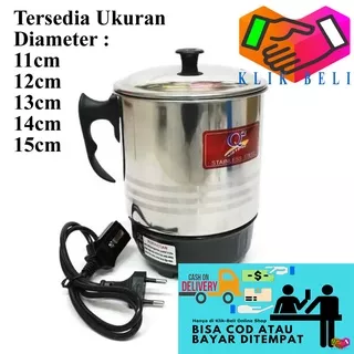 Mug Listrik Ketel Elektrik Teko Pemanas Air 11cm / 12cm / 13cm / 14cm / 15cm Panci Listrik Multifungsi Stainless Steel