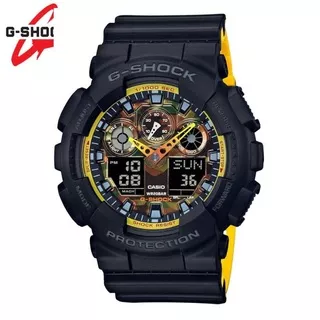 JAM TANGAN PRIA CASIO G-SHOCK GA-100 HITAM KUNING ORIGINAL BM