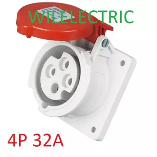 panel mounting flange socket 4P 32 A / 32A industri stop kontak