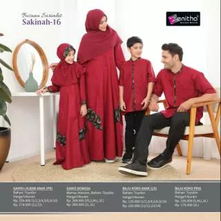 Sarimbit Keluarga Maroon Zenitha - Sarimbit Keluarga Zenitha Sakinah 16 Original - Baju Keluarga