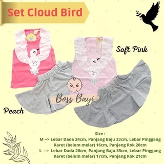 Setelan Cloud Bird / Set Baju dan Rok Bayi - Anak Perempuan