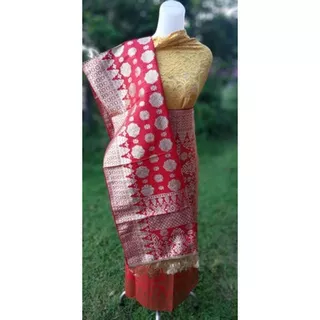 SONGKET MERAH MURAH CANTIK SONGKET PALEMBANG MERAH PENGANTIN SONGKET MESIN