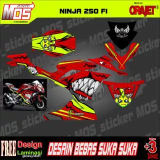 Decal stiker berkualitas Kawasaki Ninja 250 fi tema hiu shark