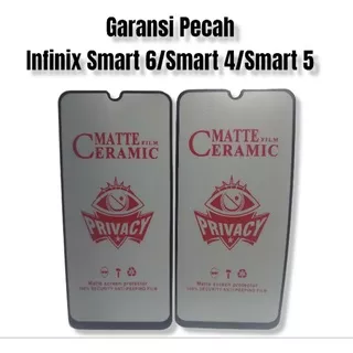 Infinix S4/Smart 3+/Smart 4/Smart 6/ Hot 8 Temper Glass Ceramics Spy Anti Pecah