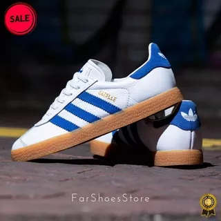 ADIDAS GAZELLE WHITE BLUE SOLE GUM ORIGINAL 100% - ADIDAS GAZELLE ORIGINAL 100% - SEPATU ADIDAS