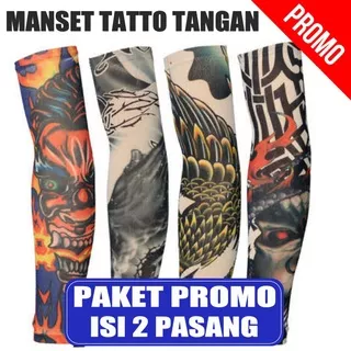 ( PROMO 2 PASANG ) Tattoo Sleeve - Sarung Tangan Lengan Tatto - Manset Tato Sleeve - COD