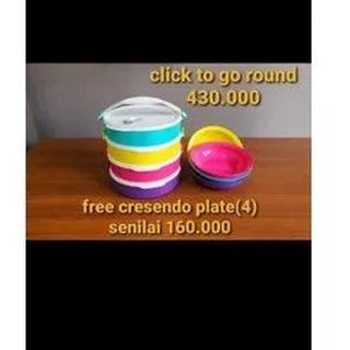 Tupperware CLICK TO GO ROUND free cresendo plate small 4 rantang CTG ROUND