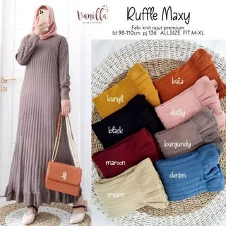Gamis kaos rajut import premium RUFFLE MAXY by vanilla hijab solo
