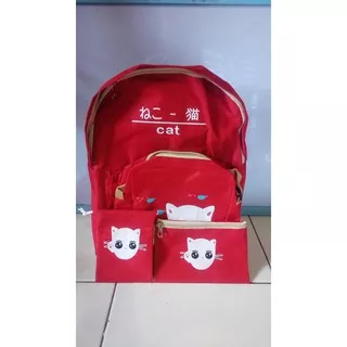 Bags in bag tas ransel motif Love cat