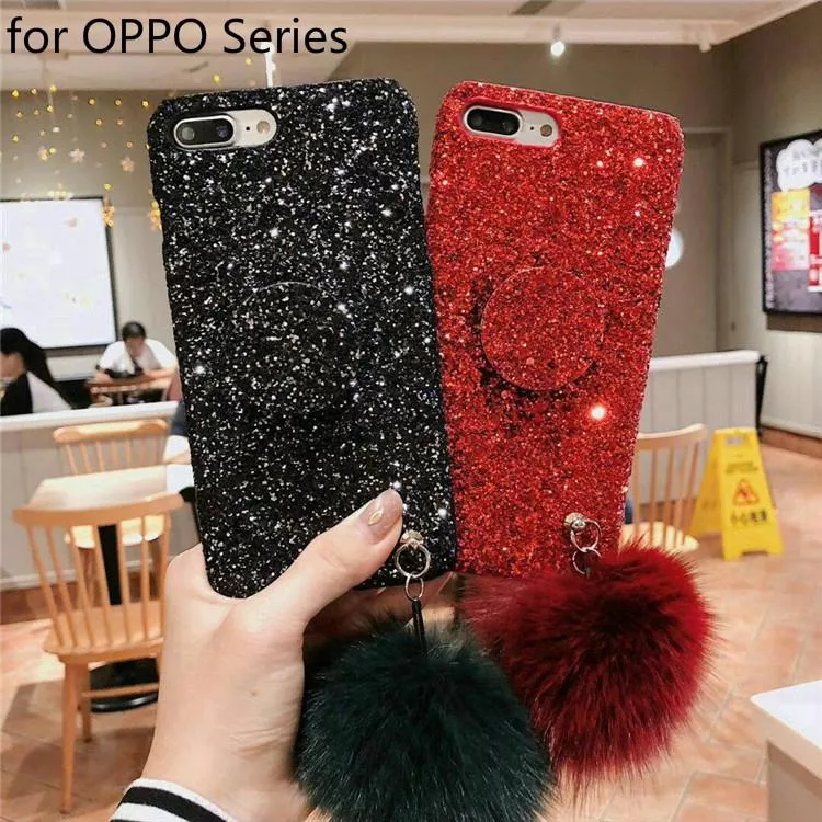 Hair Ball Bling Glitter Case for OPPO RENO 6 5 A15 A15S A31 A7 A5S A12 A12e F9 F7 F5 Youth A5 A3s A9 A52 A72 A92 A33 A53 2020 Realme C2 C20 C21 6 6Pro 8 8pro 7 7i C11 C12 C15 C25 C25s Narzo 20 30A A1K RENO 4 3 2Z 2F 4SE F3 F1s A57 A39 F11 Pro Plus ho