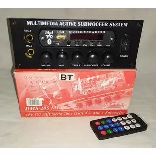 Kit Platinum Kit Tone Control Hifi Stereo DMS-205 Plus Mp3 Player Bluetooth Mic & Subwoofer-Dc 12v