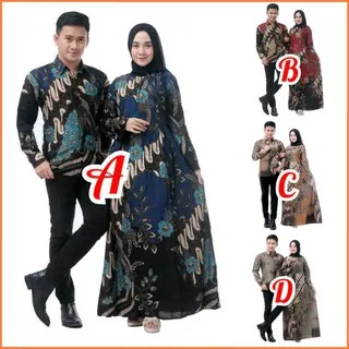 Gamis batik jumbo couple suami istri - Baju Batik Couple modern Monalisa Genes MERAH BIRU TOSCA UNGU