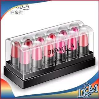 Mini Lipstik 12 Warna 12in1 - New Lipstick Import 1Box Isi 12 Pcs - Charm Lipstick Sample Kit / BIOAQUA 12 COLOR LIPSTICK MINI FULLSET / ? D&M