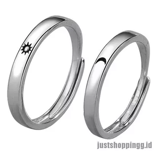 {justt} Lovers Couple Rings Silver Sun Moon Wedding Promise Ring Engagement Jewelry Party Gift