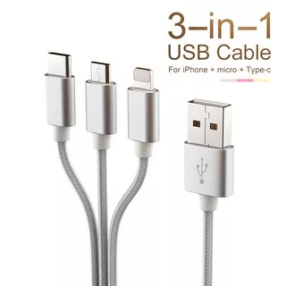 3 in 1 USB Cable Multi IOS+Micro+Type-C Cable iPhone android Mobile Phone Fast Charging Cable