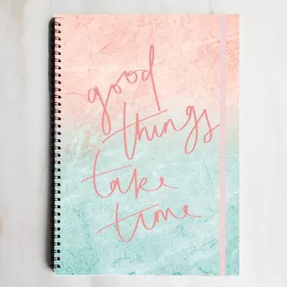 GOOD THINGS TAKE TIME Spiral Ruled Grid Dotted Notebook Diary Journal Bujo School Buku Tulis