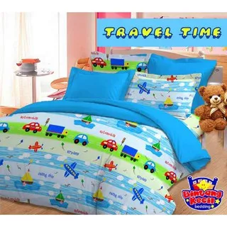 Bahan Kain Sprei Katun Lokal CVC Meteran | Merk BINTANG KECIL | Motif TRAVEL TIME