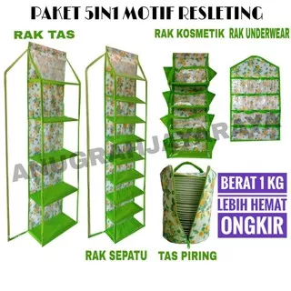 [Bisa COD] PROMO MURAH SET 5IN1 RAK MOTIF BUNGA FULL REST [HBO,HSO,UNDERWARE,HBK2+PIRING]