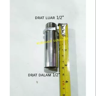Sok Kran 1/2 /shock / Sambungan kran/ Sok drat luar dalam 1/2 panjang