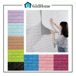 GH232542 Wallpaper Dinding Foam 3D Bata Dekorasi Rumah Stiker Dinding 3D Motif Batu Bata