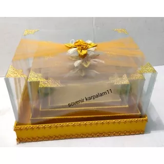 Kotak Hantaran Mika Kelambu Gold / 1 set isi 4 box