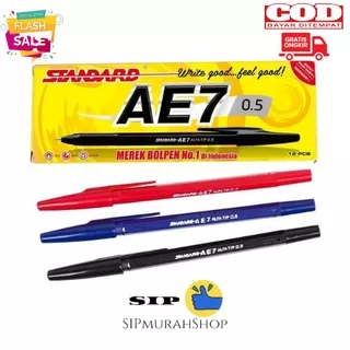 Pulpen Bolpen Pen Bolpoint Standard AE-7 / AE7 / BALLPOINT / PULPEN STANDARD AE7 HITAM ALFATIP 0.5