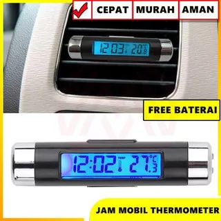 JAM DIGITAL DASHBOARD MOBIL TERMOMETER SUHU AC DENGAN LAMPU