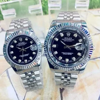 READY BISA COD jam tangan COUPLE ROLEX premium tgl on free box original