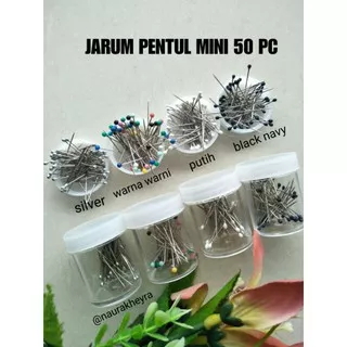 Jarum pentul mini premium newey 50 pc / pins hijab ( silver,  warna warni,  putih ) tajam anti karat