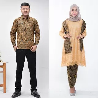 Batik Couple Keluarga dan Anak Model Setelan Long Tunik Bahan Brokat Seragam Batik Keluarga