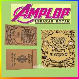 Amplop Lebaran Kocak Lucu 1 PACK ISI 10 LEMBAR Motif & Kata-Kata Lucu Amplop Idul Fitri Angpao