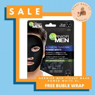 GARNIER MEN TISSUE MASK POWER WHITE XL CHARCOAL Sheet Mask Seet Mask Masker Wajah Masker Muka Tissue Mask Masker Tisu Face Mask Clay Mask Serum Mask Masker Serum ORIGINAL