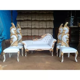 Set Sofa Bangku Pengantin Kursi Pelaminan Wedding Decor Kayu Jati Mebel Jepara Furniture Terbaru
