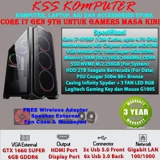 PC Rakitan / Komputer Gaming [Core i7-9700, VGA 6GB, RAM 16GB] Mantap Tinggal Pakai