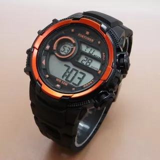 Fortuner Digital Watch 9920 Black Orange - Men Watch - Rubber Strap