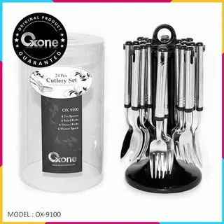 24Pcs Sendok & Garpu Oxone OX-9100 Cutlery Set (Cover+Hanger) [ORIGINAL]