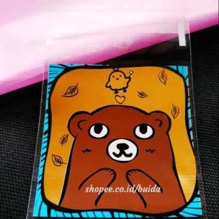 Plastik kue fancy cookies bag motif terbaru brown bear bird new packaging OPP aksesoris souvenir 7x7