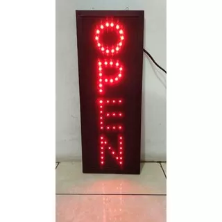 Papan Tulisan OPEN Warna Merah Vertikal Lampu Led Sign Display | MURAH | PREMIUM QUALITY