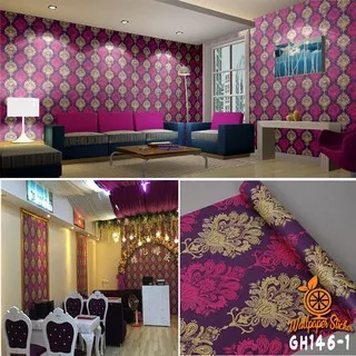 146-1  BATIK UNGU EMAS wallpaper sticker dinding 45CMX10M WALLSTICKER   HIASAN DINDING