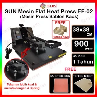 Mesin Press Sablon Kaos 38x38 Digital Premium EF-01/EF-02 + Peti Kayu untuk Kaos, Bag, Puzzle, Plat Aluminium, Bantal ( DTG, DTF, Polyflex, Sublime, Transfer Paper, Platisol, Rubber )