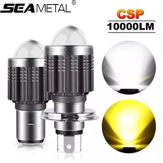 10000Lm H4 LED Motor H6 BA20D LED Lampu Depan Sepeda Motor Bohlam Lensa CSP Putih Kuning Hi Lo Lampu Skuter Aksesoris Lampu Kabut 12V