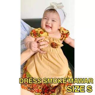 DRESS RAYON TIPE SMOKE MAWAR SIZE S / KAIN UTUH ADEM NYAMAN ENAK MURAH ANAK CEWEK PEREMPUAN DASTER