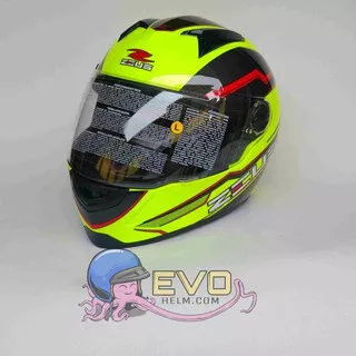 HELM ZEUS FULL FACE HELM ZEUS FULL FACE HELM ZEUS ZS - 811 FLUO YELLOW / AL 12 BLACK RED. - FREE SMOKE VISOR ZEUS ORIGINAL ( ONGKIR 2KG )