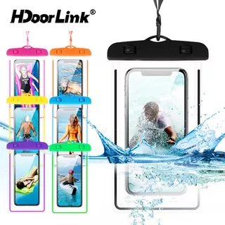 HdoorLink IPX8 Luminous Waterproof Phone Case Drift Diving Swimming Protective Bag Underwater Dry Pouch Cover For CellPhone Sports Beach Pool Skiing