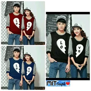 [BEST SELLER] GROSIR MURAH BAJU PASANGAN KAPEL SWEATER COUPLE LP BLACK LOVE