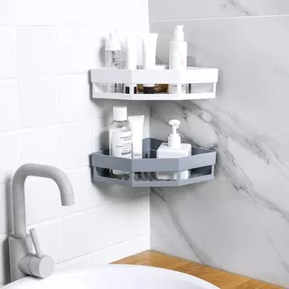 Punch-free Bathroom Shampoo Soap Toothbrush Shelf Storage Rack Bathroom Tripod  Wall-mounted Corner Seamless Organizer