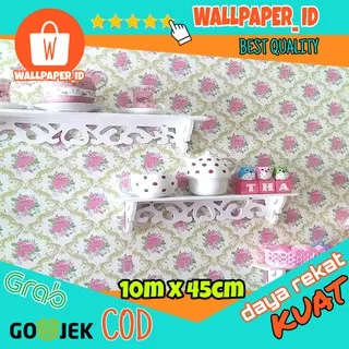 Wallpaper Dinding 45cm x 10m Murah Kuning Emas Bunga Pink walpaper dinding setiker dinding dekorasi