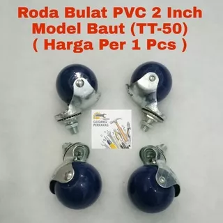 Roda PVC Bulat 2 In Model Baut TT 50 - Roda Caster Etalase Lemari Kursi 2