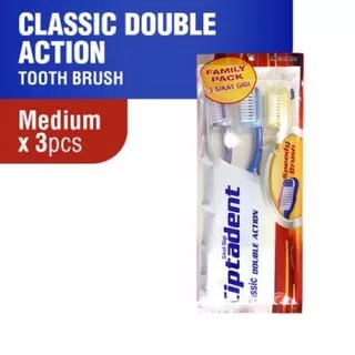 Ciptadent Classic Double Action ToothBrush Medium isi 3 - Ciptadent Sikat Gigi isi 3